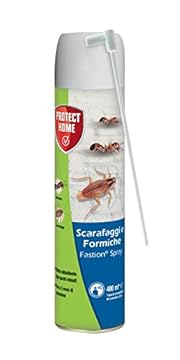 Protect Home Fastion Spray Scarafaggi e Formiche, Insetticida spray a rapida azione per eliminare formiche e scarafaggi. Con cannuccia per applicazione di precisione 400 ml