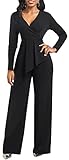 Lachmose Jumpsuits for Women Elegant Formal Long Sleeve Long Straight Pants Clubwear