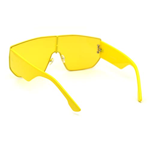 Futuristic Color Flat Top Oversize Thick Temple Shield Sunglasses4