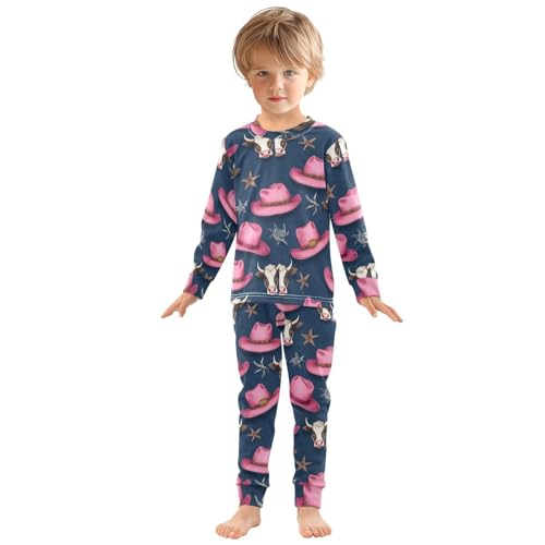 Pajama Sets Long Sleeve Cowboy Hats and Cows Soft Comfy Sleepwear 2 Piece PJS 3-8T2