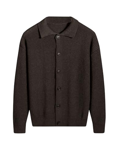 Floerns Men's Fall Cozy Light Long Sleeve Button Down Drop Shoulder Knitwear Cardigan Sweaters
