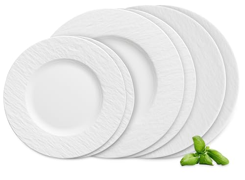 Villeroy & Boch – Manufacture Servizio Di Piatti 6 Pezzi Bianco, Lavabile in Lavastoviglie, Adatto per Microonde, Piatti Moderni, Set Piatti, Piatti Ceramica,Set Di Stoviglie, Porcellana Premium