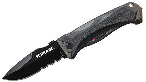 Schrade SCHA6LBS Large M.A.G.I.C. Assisted Opening Liner Lock Partially Serrated Folding Knife, Black