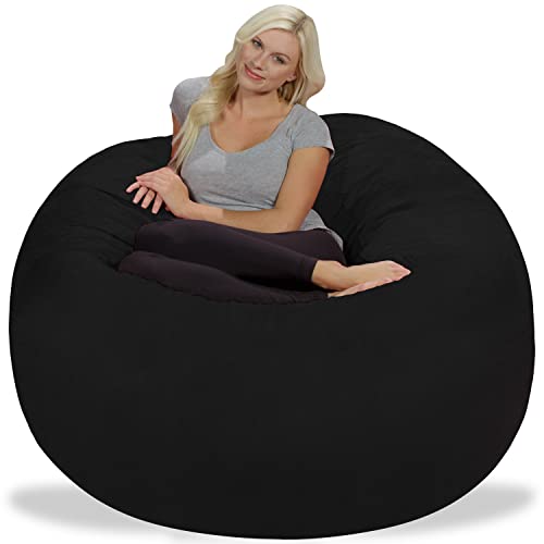 Chill Sack Bean Bag Chair: Giant 5' Memory Foam Furniture Bean Bag - Big Sofa with Soft Micro Fiber Cover - Onyx Black - Image 5