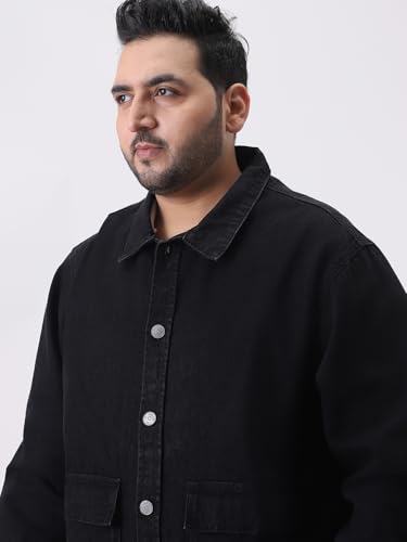 Image of Urbano Plus Men's Relaxed Fit Full Sleeve Utility Denim Jacket