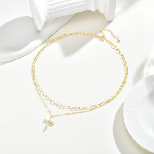 Women's Layered Cross Necklace - image 6