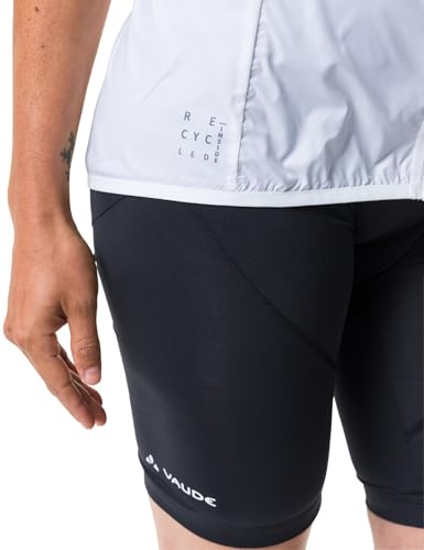 VAUDE Damen Fahrradweste Matera Air Vest, ultraleichte Windweste für den Radsport, wasserabweisende, winddichte Sportweste reflektierend, Passform: Slim fit, white, 40