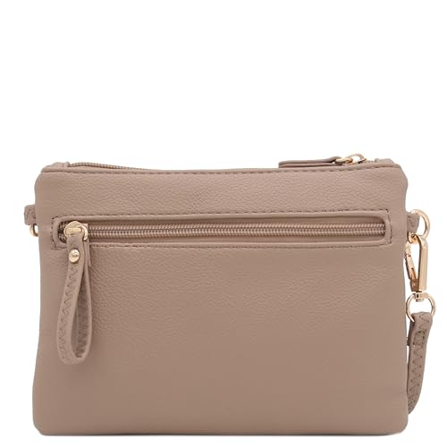 Image of FashionPuzzle Multi Zipper Pocket Small Wristlet Crossbody Bag