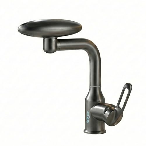 Image of ARQUIN Pull Down Kitchen Faucet SS304 Kitchen Sink Tap Faucet- Hot and Cold with 360 Swivel Deck Mounted Dual Spray Kitchen Tap for Home Sink (Waterfall Pullout Sink Mixer Black)