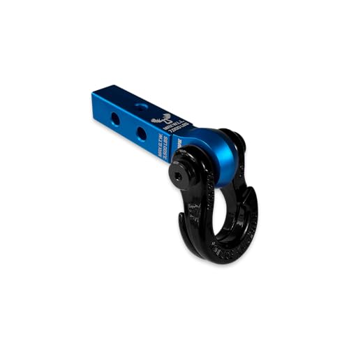 Moose Knuckle Offroad Jowl Split Shackle 5/8 and Mohawk 1.25 Receiver Combo - 7 000 lbs WLL Heavy Duty Off Road Accessories - Vehicle Recovery Gear Shackle Hitch Receiver - Blue Pill/Black Hole