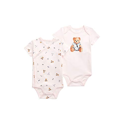 Polo Ralph Lauren Baby Girls Polo Bear Bodysuit 2 Piece Set (Pink Multi(1001)/Pink, 12 Months)
