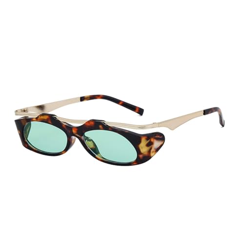 Lunettes de soleil vintage ovales irrégulières en métal design élégant unisexe