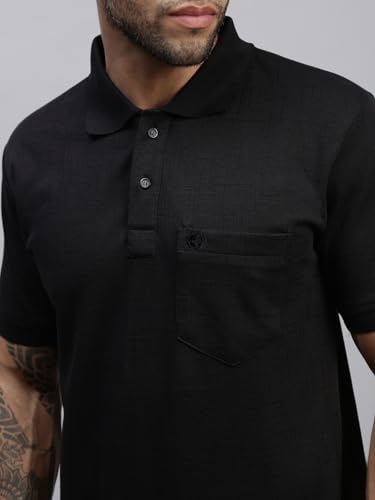 Image of Lux Nitro Men's Polo T-Shirt with Pocket | Cotton Rich Brasso Jacquard | Modern Relaxed Fit | Casual & Smart Wear