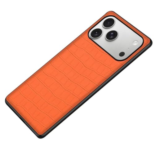 Coque pour iPhone 17 fine en cuir crocodile orange protectrice