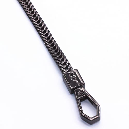 Model Worker Iron Flat Chain Strap Purse Chain Straps Handbag Chains Shoulder Cross Body Replacement Snake Bone Chain Straps with Metal Buckles (31.5\", Gun-Black)