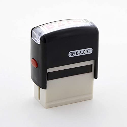 Bazic Paid Self Inking Rubber Stamp (Red Ink), Stamp Impression Size 1.41" X 0.47", Great For Office, Shipping, Receiving, Accounting, Expiration, Due Dates, 1-Pack #TOP3