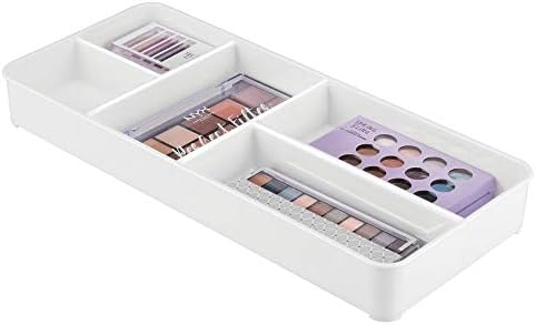 mDesign Cosmetic Organizer Tray for Vanity Cabinet to Hold Makeup, Beauty Products - White