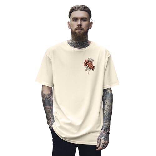 Camisa Camiseta Oversized Streetwar Genuine Grit Masculina Larga 100% Algodão 30.1 Make Money - Bege