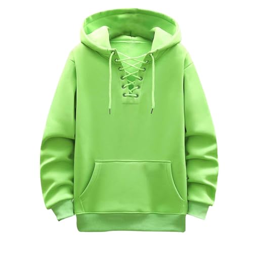 Mens Sweatshirts Hoodies Casual Hoodie with Pocket Trendy Lace Up Hooded Shirt Long Sleeve Men Solid Fall Pullover2