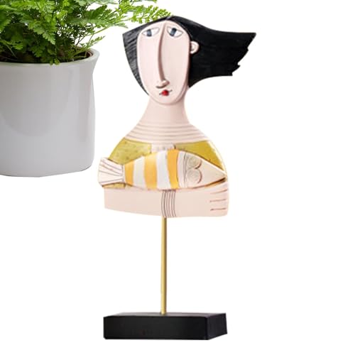 Escultura de cara abstracta – Estatua de resina para arte de cara humana – Esculturas de resina modernas hechas a mano para dormitorio, sala de estar, decoración del hogar