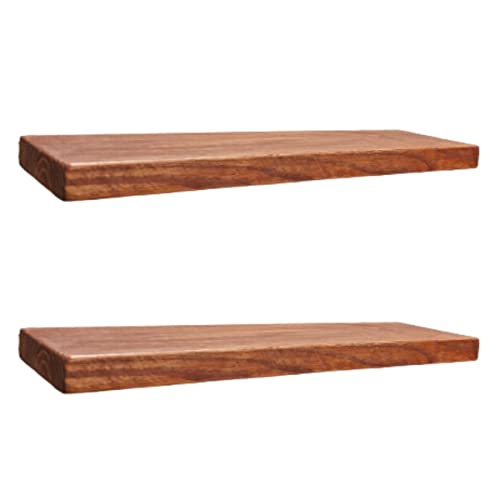 Kit 2 Prateleiras Madeira Maciça Pinus Com Suporte Invisível Esta...