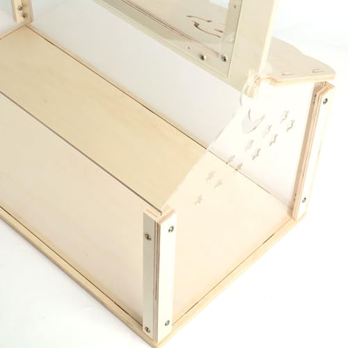 Hamster cage Wooden with Acrylic, Dwarf Hamster cage, Small Animal Habitat with Openable Top, Mouse cage for Guinea Pigs, Chinchillas, Gerbil, Syrian Hamster (24inch)