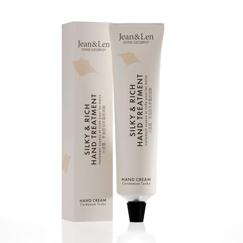 Jean & Len Silky & Rich Treatment Cardamom & Tonka, 100% recyclable aluminum tube (without lid), rich hand cream, ensures soft hands, without parabens & silicones, vegan, 2.54 Fl. Oz.