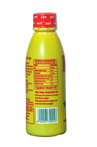 Image of Asli Kachi Ghani Mustard Oil- 200 Ml x 4 | Pack of 4 |