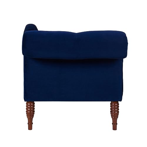 Jennifer Taylor Home Samuel Tufted Roll Arm Chaise Lounge, Navy Blue Velvet