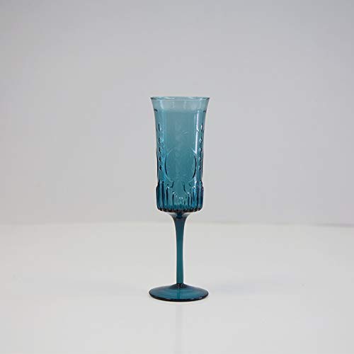 Image of Art Deco Vintage Blue Champagne Wine Glasses Wedding Table Home Decor (Champagne Glass)
