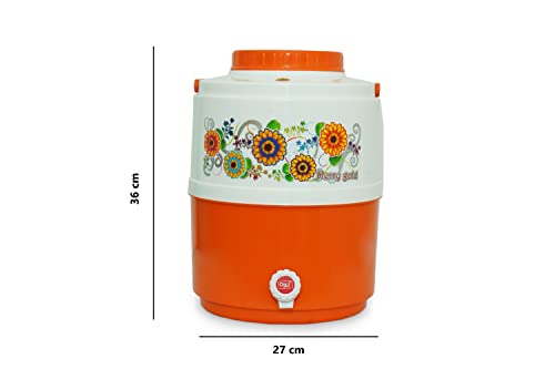 Image of Opil Musafir Insulated Spill Proof Hot and Cold 12 litres Water Storage Jug with Spring Dispenser and Carry Handle, All Season Water Dispenser Color: Orange