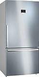 BOSCH KGB86XIEP XXL-Stand-Kühl-Gefrier-Kombination Serie 4, freistehende Kühlkombination mit Gefrierbereich unten 186x86cm, 479L Kühlen, 152L Gefrieren, NoFrost, VitaFresh XXL, PerfectFit, Edelstahl