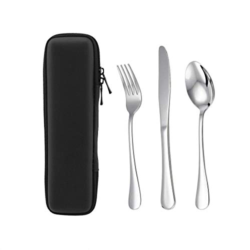 Portable Flatware Set,Reusable Utensils with Case 3 Piece Stainless Steel (Knife, Fork, Spoon)