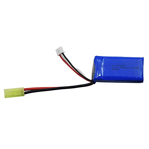 Blomiky 2 Pack 7.4V 1200Mah 8.88Wh Li-Po Battery And 2 Usb Charger Cable Replacement For 1/18 Scale 9310 9300 9301E 9302E 9303E 9304E 9305E Rc Truck 9300 1200 2 #TOP6