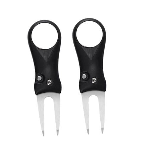 Sosoport 2pcs Abs Handle Golfs Divot Repair Tool with Stainless Steel Fork for Grass Restoration and Groove Cleaning Present for Golfers