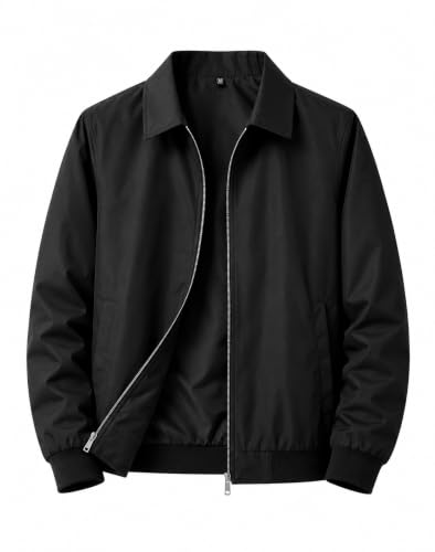 YOONIKK Men's Waterproof Windcheater Jacket, Black - Image 2