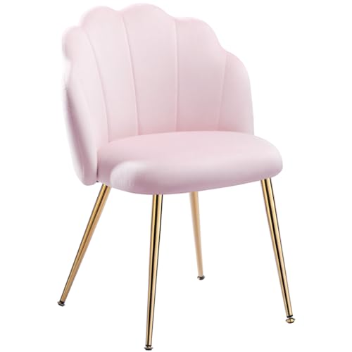 Eufurnibi Chaise Coiffeuse Rose Moderne avec Pieds Doré - Fauteuil de Salon Fille pour Chambre, Facile à Monter