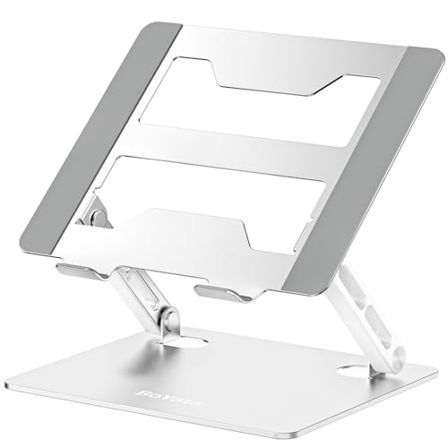 BoYata Laptop Stand for Desk, Adjustable Ergonomic Laptop Riser Holder with Heat-Vent, Foldable Computer Notebook Stand Compatible with MacBook Pro/Air, Dell, HP, Lenovo, Samsung, All 10-17 BoYata Laptop Stand for Desk, Adjustable Ergonomic Laptop Riser Holder with Heat-Vent, Foldable Computer Notebook Stand Compatible with MacBook Pro/Air, Dell, HP, Lenovo, Samsung, All 10-17