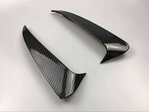 C63 Style Gloss Black Stick-On Apron Spoiler Canard/Air Vent Cover Trim For 2015 2016 2017 2018 Mercedes Benz W205 C180 C200 C300 AMG 4 Door Sedan Rear Bumper (Carbon Fiber Print)