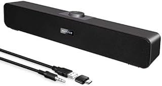 Computer Speakers,Wired USB Desktop Speaker,Stereo USB Powered Mini Sound Bar Speaker for PC Tablets Desktop Laptop MP3 Mac Air/Pro((USB-C to USB Adapter Included)