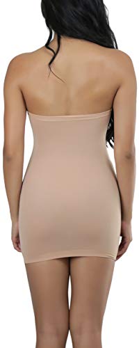 Image of ToBeInStyle Women's Sexy Novelty Sheer Strapless Slip Dress