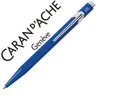 Bolígrafo Caran D'Ache 849-160 de color azul con cuerpo hexagonal