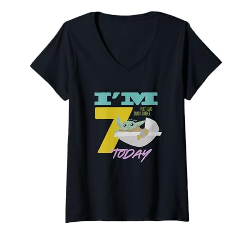 T-shirt Star Wars femme Mandalorian The Child col V coton noir 7 ans