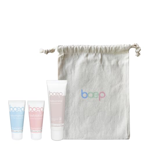 boep Geschenkset - Baby auf Reisen - Naturkosmetik Pflegeset mit Babycreme, Lotion & 2-in1- Shampoo in Reisegrößen