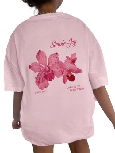 Image of SHENHE Girl's Summer Hawaiian Shirt Aloha Tropical Graphic Cute Crewneck Short Sleeve T Shirts Teen