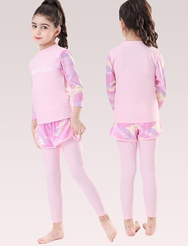 Happy Cherry Girls 3 Piece Rash Guard Set Swimsuit Long Sleeve Swim Shirts Pants Shorts Swimwear Summer Bathing Suit3