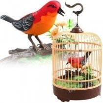 & Trading BC507B Singing & Chirping Bird in Cage - Realistic Sounds & Movements Red by AZ Import