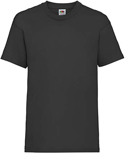 Fruit of the Loom T-Shirt Bambino, Nero (Black), 12-13 Anni (Manufacturer Size:34)