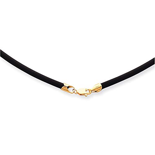 Roy Rose Jewelry 14K Yellow Gold Clasp and End tabs 2mm 20 inches with Yellow Clasp Black Rubber Cord Necklace - Main Image