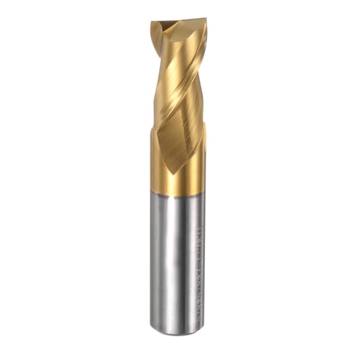 Image of uxcell Carbide Square End Mill, 5 /8 inch Diameter ZrN Coated 2 Flutes Milling Bit Cutter, for Aluminum Copper Non-Ferrous Alloy Metal, 5 /8 inch Shank 1-5 /8 inch Cut Length 3-1 /2 inch Long